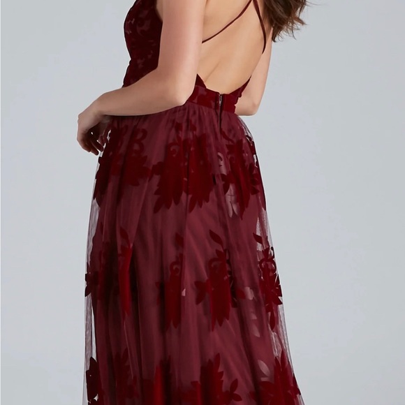 morgan formal flocked velvet dress Martha Flocked Floral Velvet Mermaid Formal Dress main image 0
